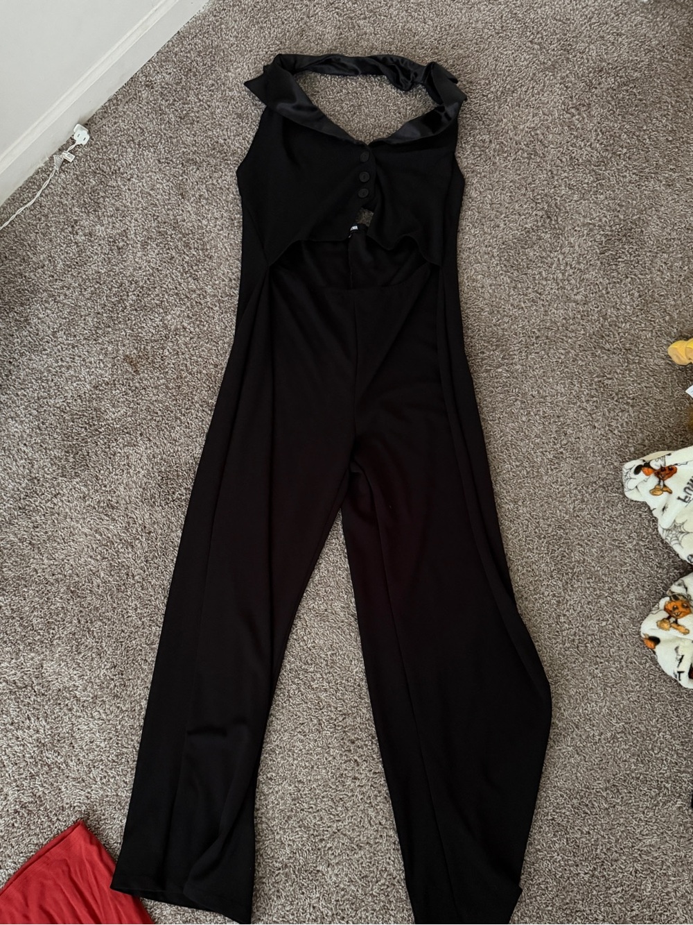 Fashion Nova Black Halter Jumpsuit with Button Front